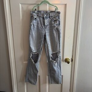 American Eagle Outfitters High Rise Ripped Light Blue Jeans